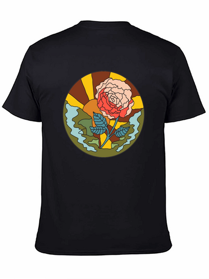 Retro Rose Graphic T-Shirt - Black