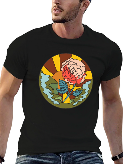 Retro Rose Graphic T-Shirt - Black