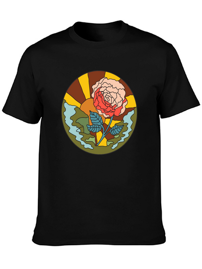 Retro Rose Graphic T-Shirt - Black