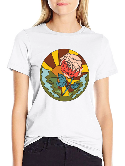 Retro Rose Graphic T-Shirt - Black