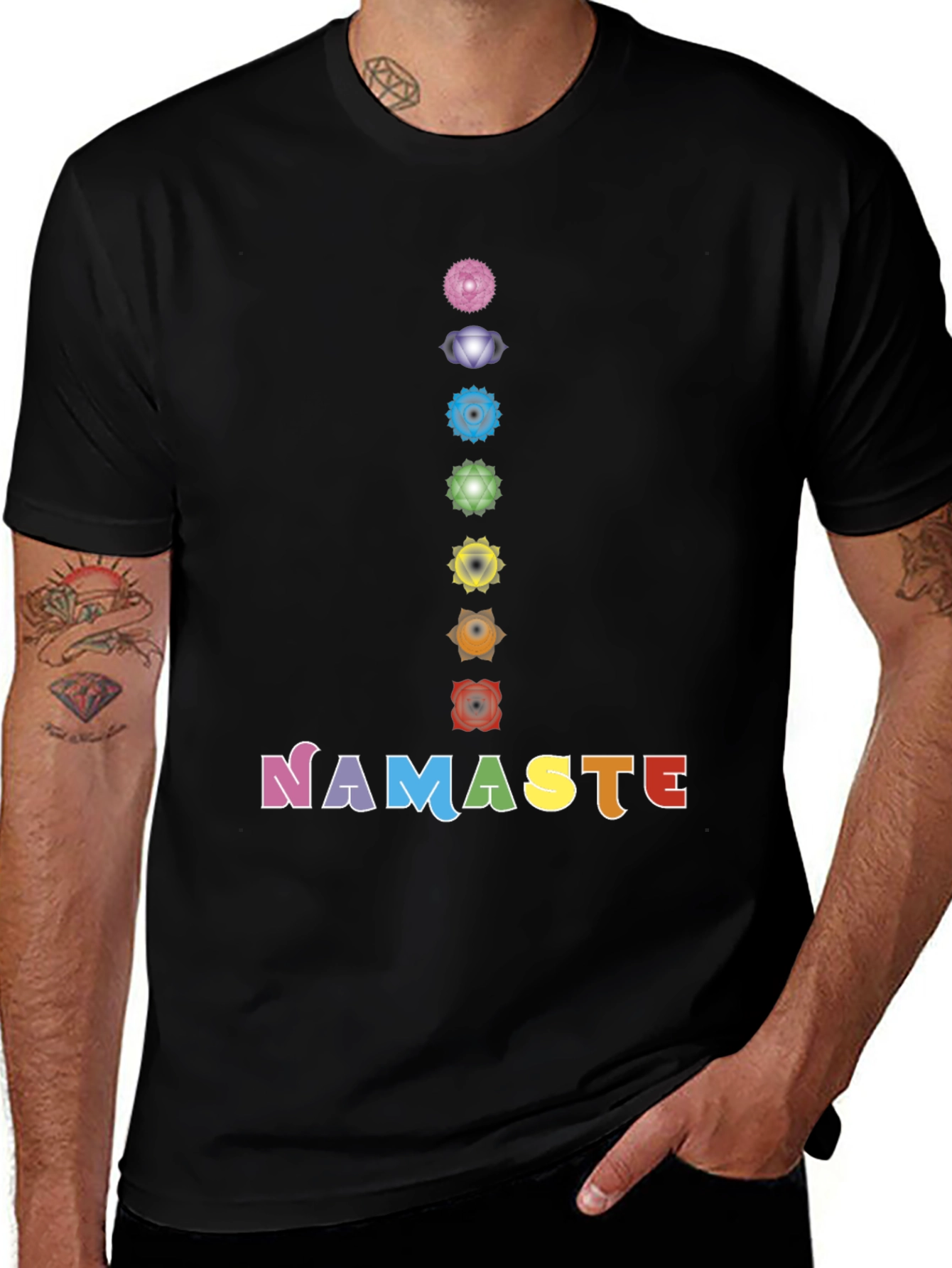 Chakra Namaste Graphic Tee - Yoga Inspired Shirt