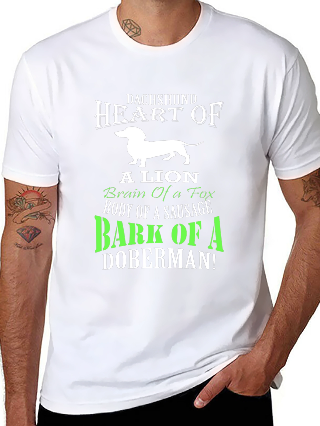 Dachshund Heart T-Shirt: Lion Fox Sausage Doberman