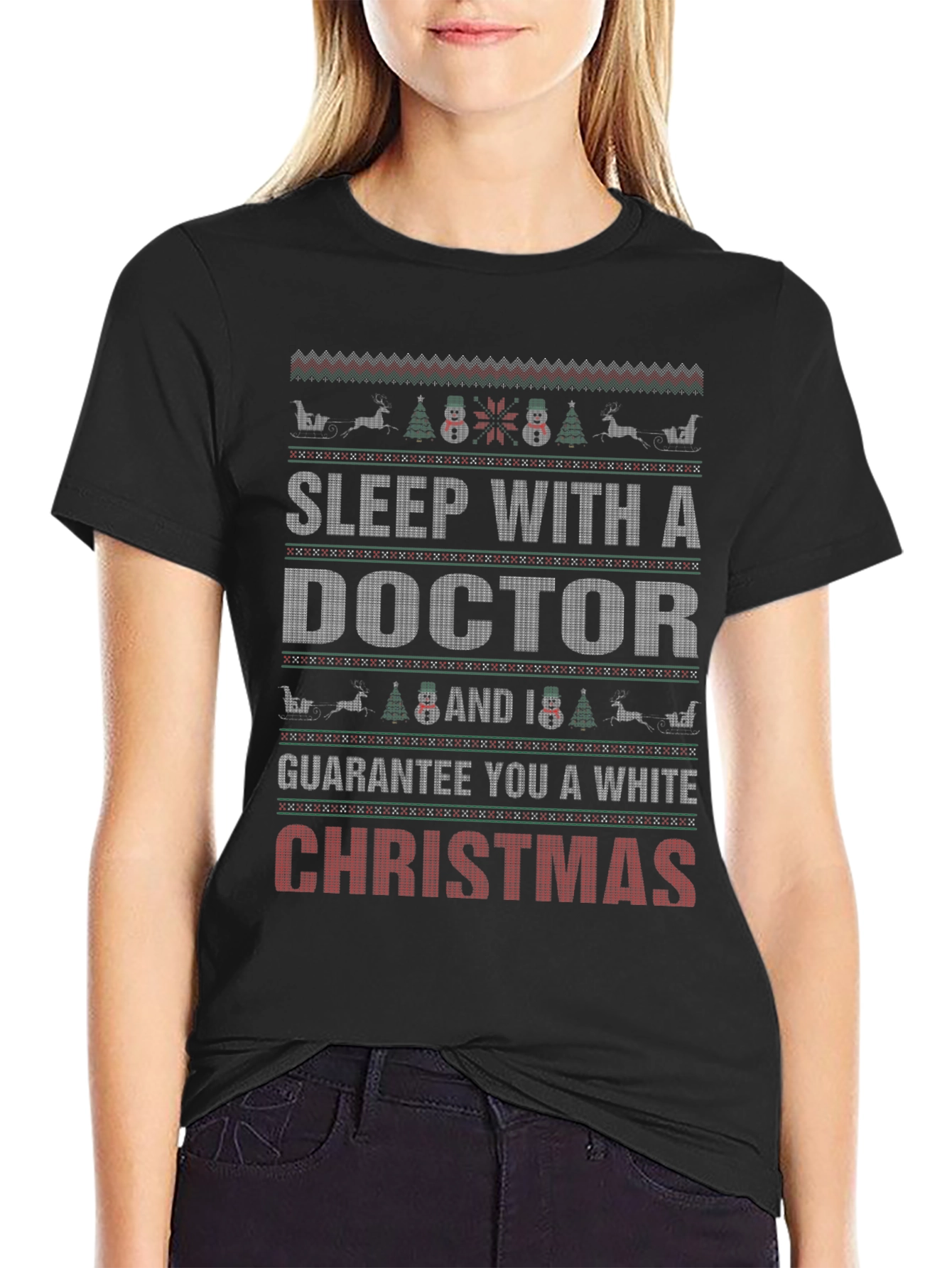 Sleep with a Doctor Christmas Holiday Graphic T-Shirt
