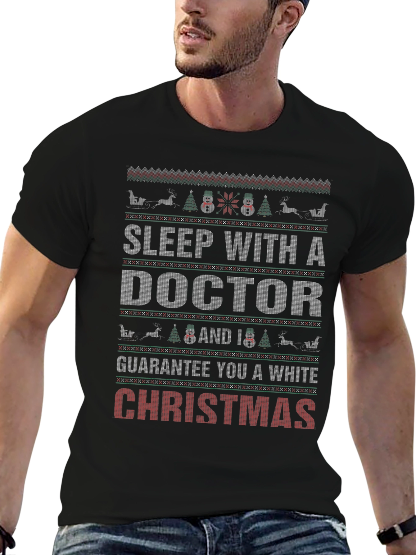 Sleep with a Doctor Christmas Holiday Graphic T-Shirt
