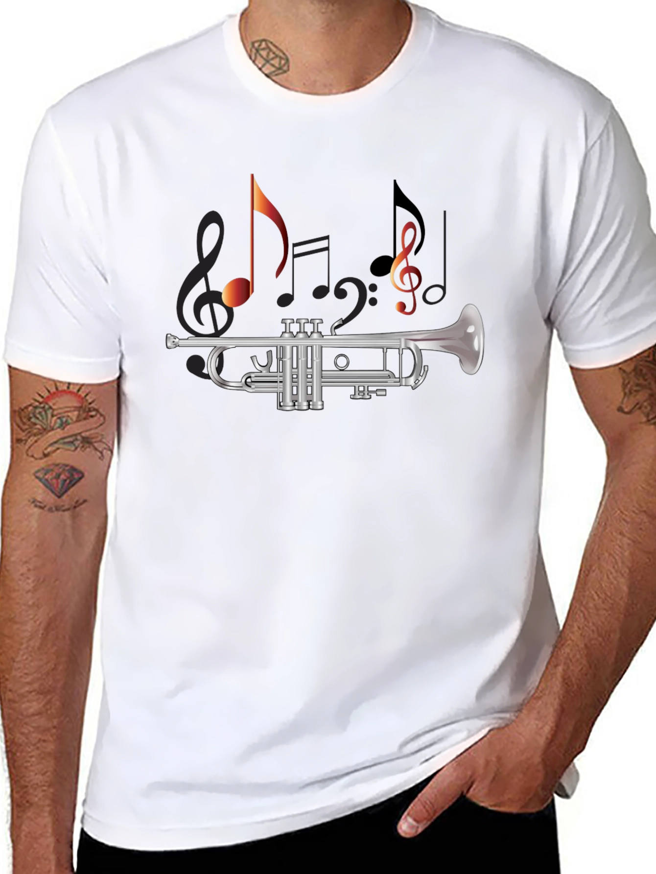 Musical Trumpet T-Shirt - Black Cotton Tee