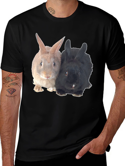 Cute Rabbit Duo Black T-Shirt