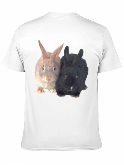 Cute Rabbit Duo Black T-Shirt