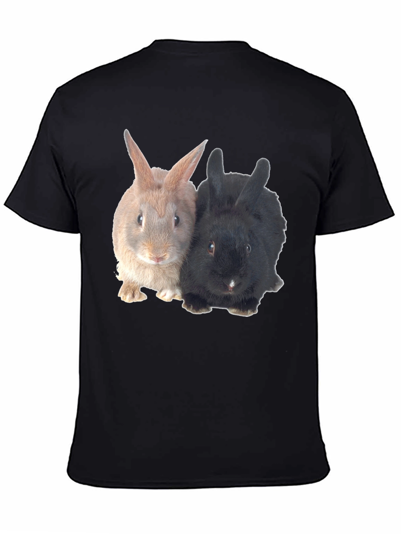 Cute Rabbit Duo Black T-Shirt