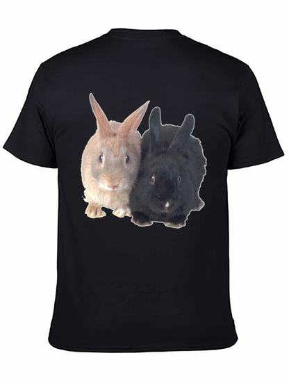 Cute Rabbit Duo Black T-Shirt