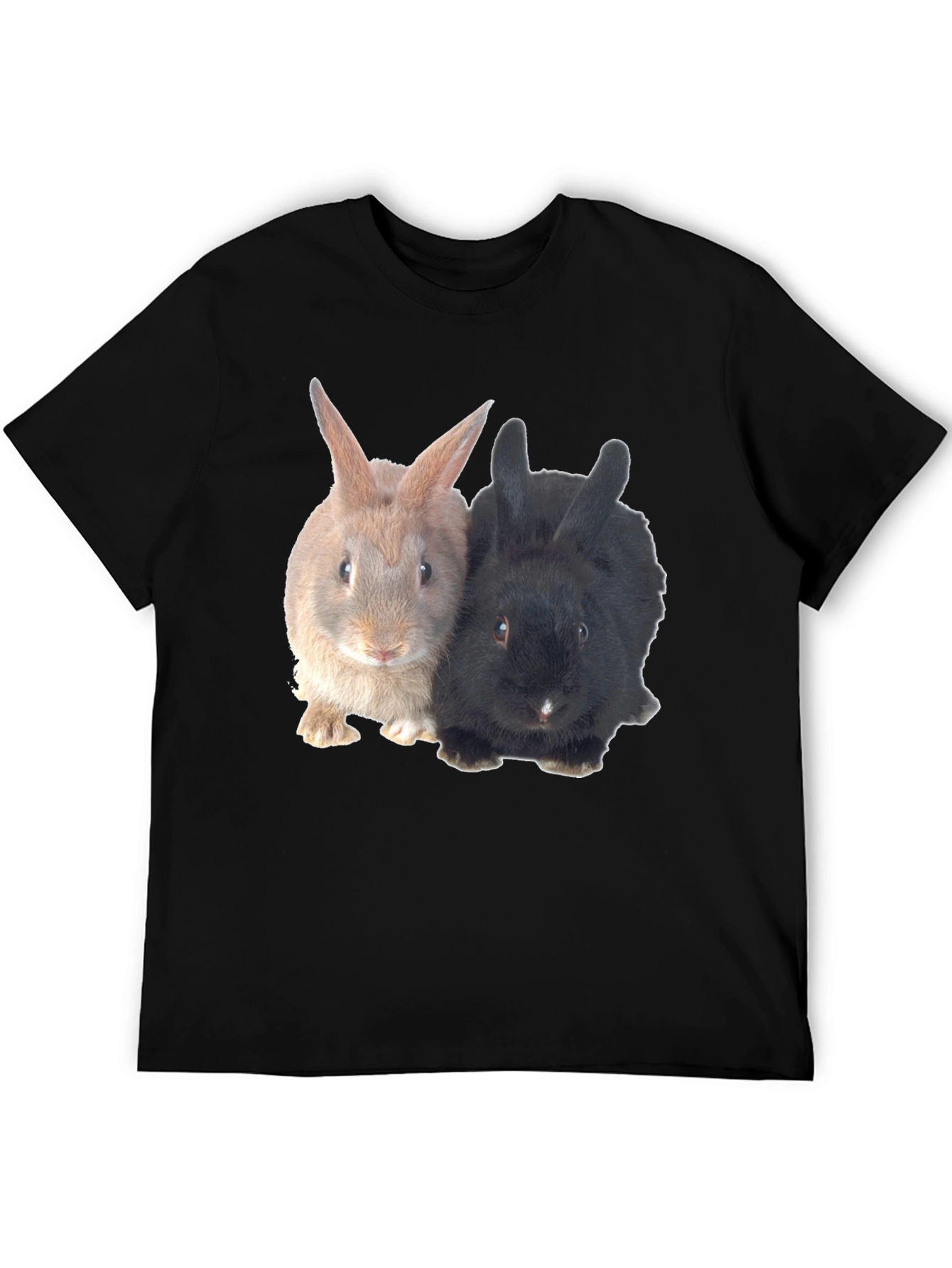Cute Rabbit Duo Black T-Shirt