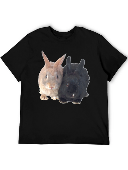 Cute Rabbit Duo Black T-Shirt