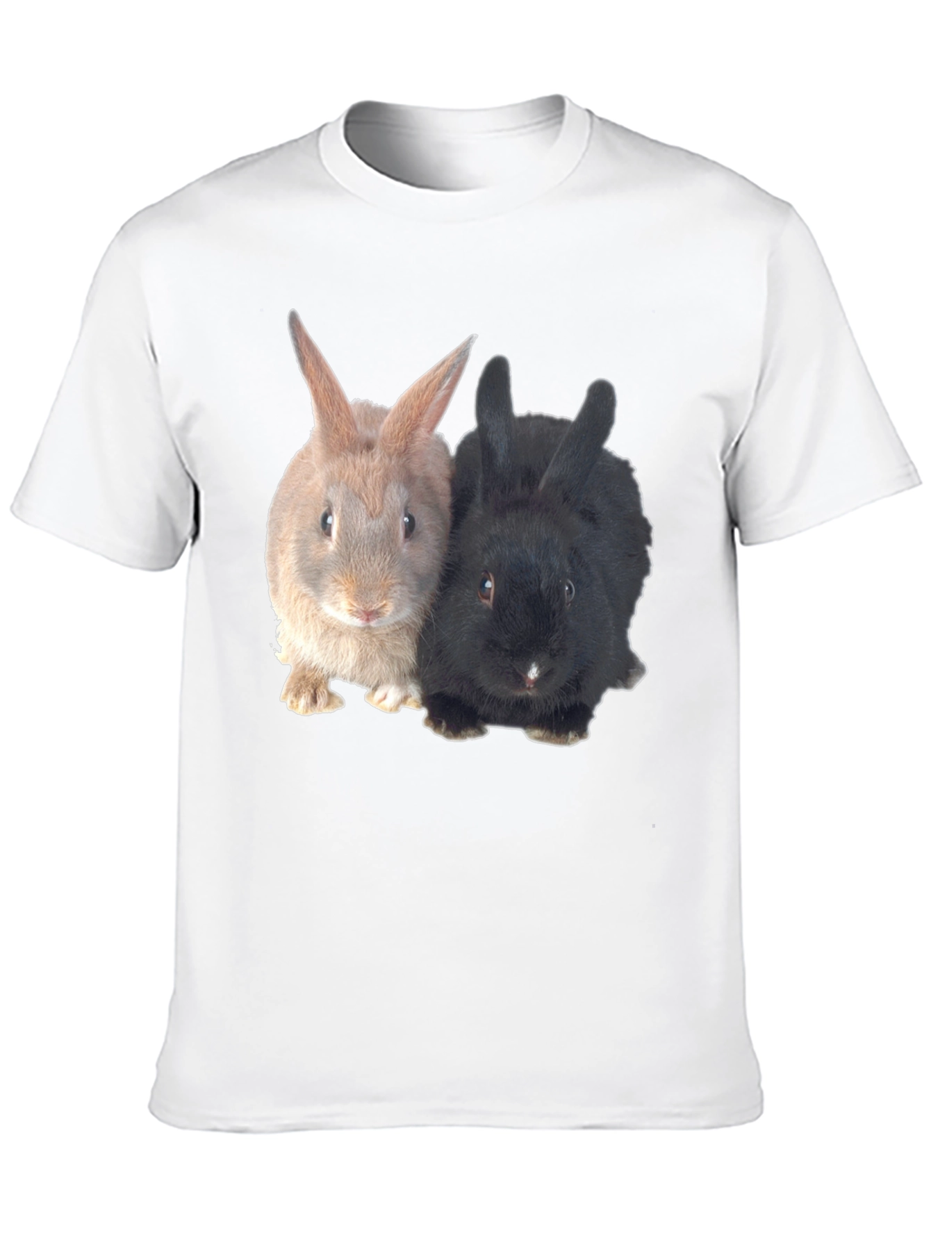Cute Rabbit Duo Black T-Shirt