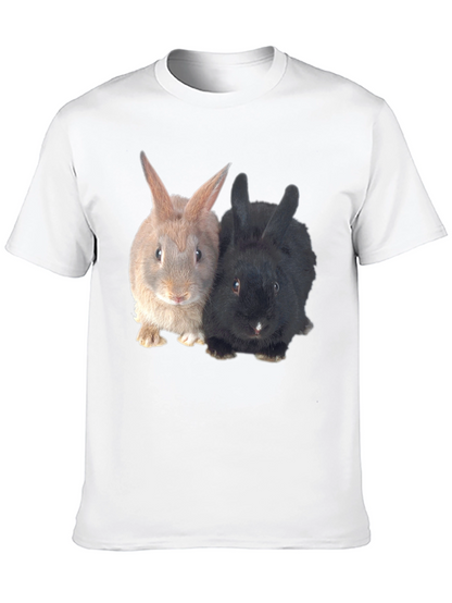 Cute Rabbit Duo Black T-Shirt