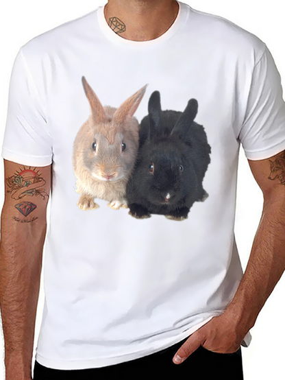 Cute Rabbit Duo Black T-Shirt