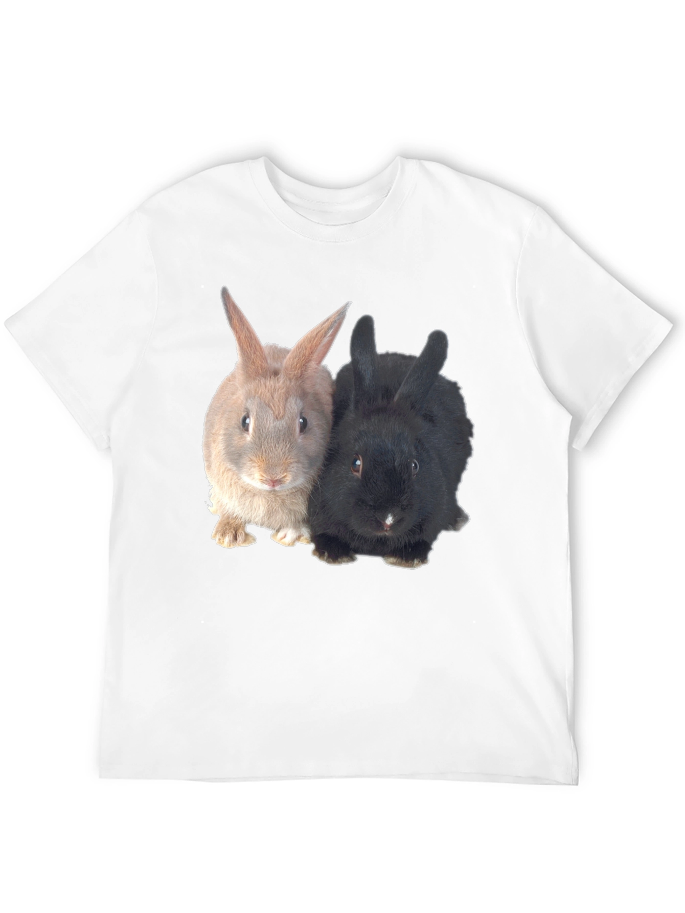 Cute Rabbit Duo Black T-Shirt