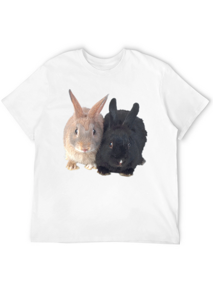 Cute Rabbit Duo Black T-Shirt