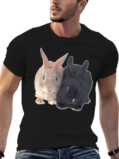 Cute Rabbit Duo Black T-Shirt