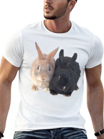 Cute Rabbit Duo Black T-Shirt