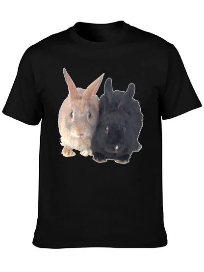 Cute Rabbit Duo Black T-Shirt