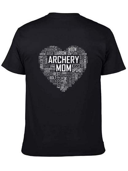 Archery Mom Heart Graphic Tee - Black