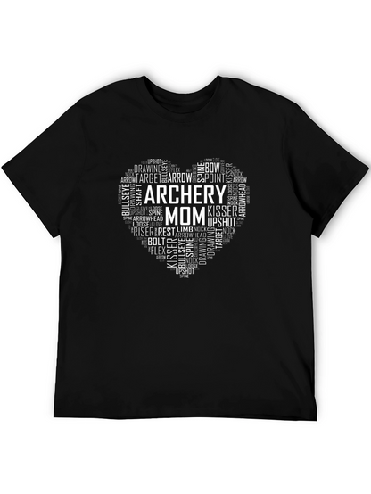 Archery Mom Heart Graphic Tee - Black