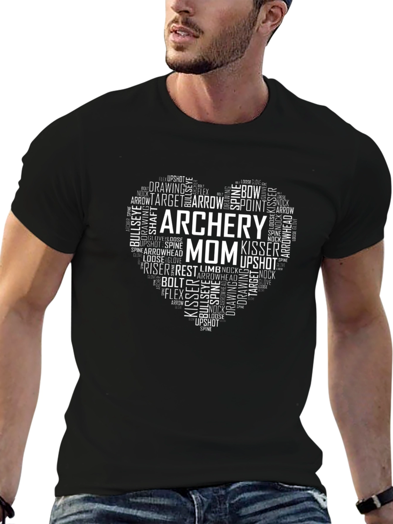 Archery Mom Heart Graphic Tee - Black