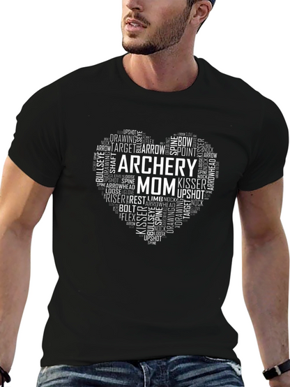 Archery Mom Heart Graphic Tee - Black