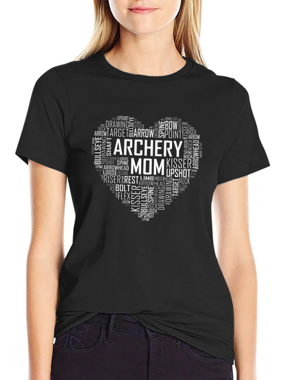 Archery Mom Heart Graphic Tee - Black