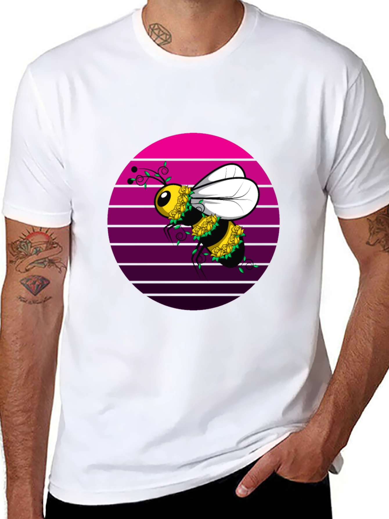 Bee Floral T-Shirt - Unique Graphic Tee