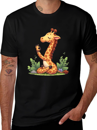 Meditating Giraffe Graphic Tee - Black