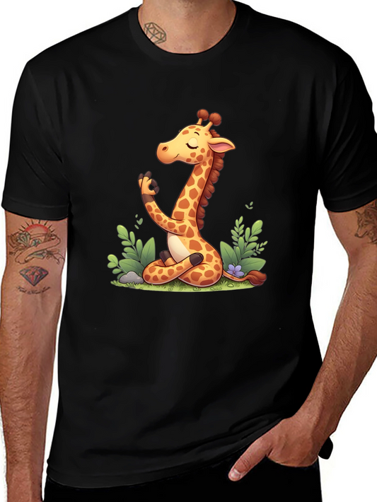 Meditating Giraffe Graphic Tee - Black