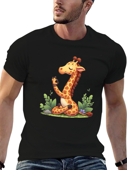 Meditating Giraffe Graphic Tee - Black