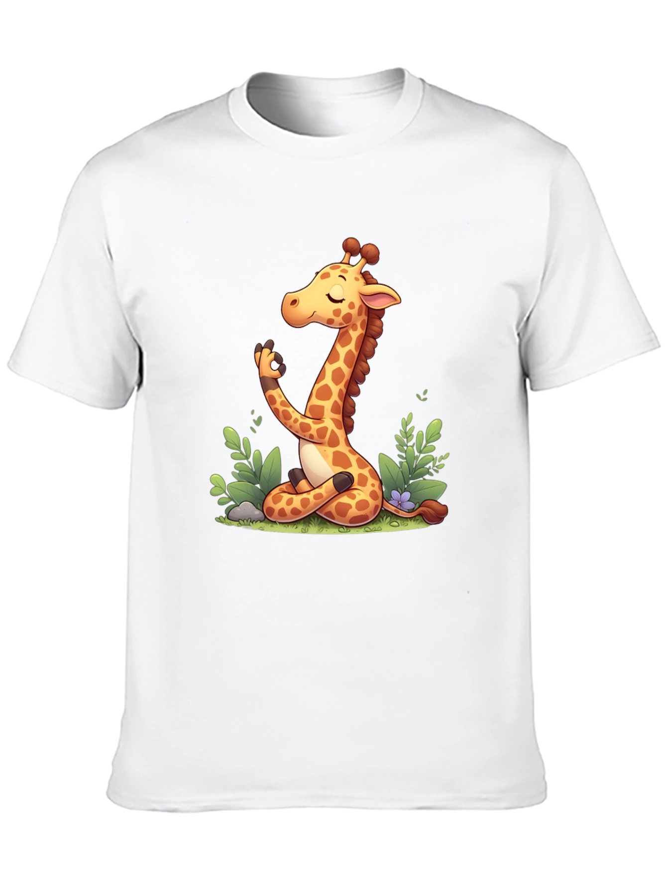 Meditating Giraffe Graphic Tee - Black
