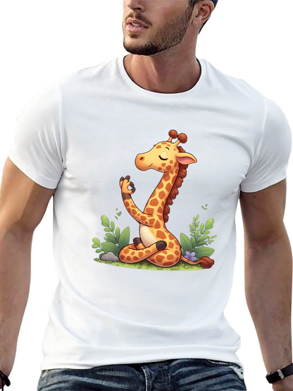 Meditating Giraffe Graphic Tee - Black
