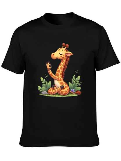 Meditating Giraffe Graphic Tee - Black