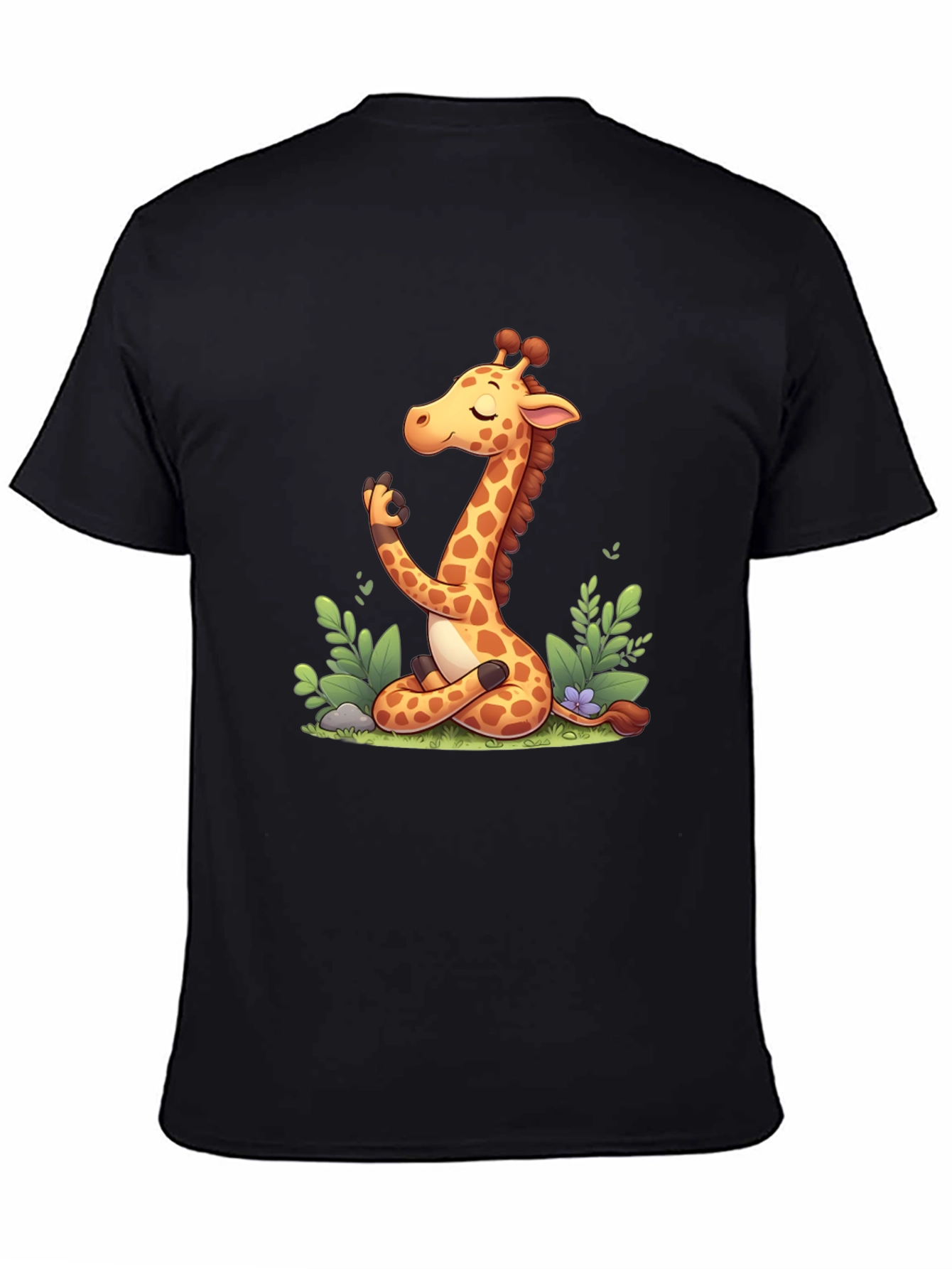 Meditating Giraffe Graphic Tee - Black