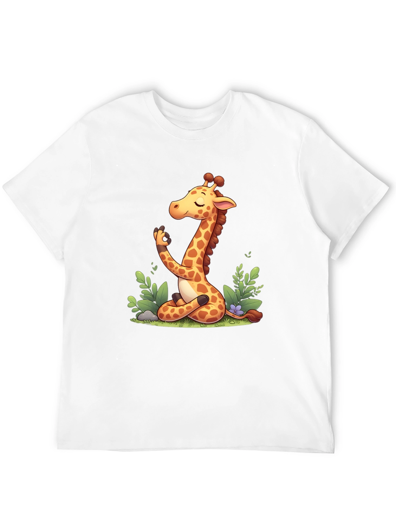 Meditating Giraffe Graphic Tee - Black