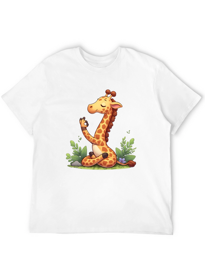 Meditating Giraffe Graphic Tee - Black