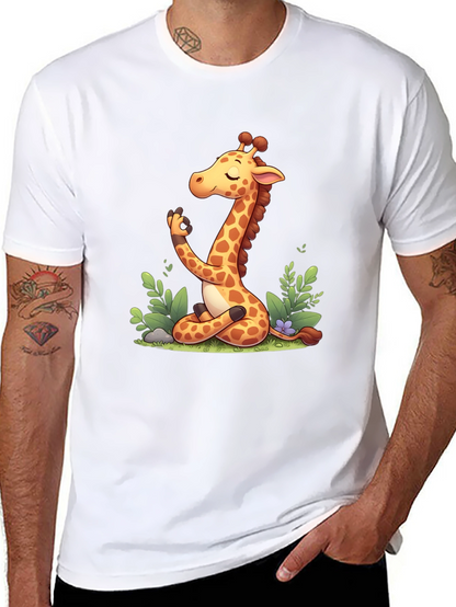 Meditating Giraffe Graphic Tee - Black