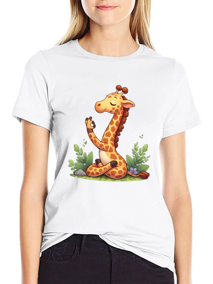Meditating Giraffe Graphic Tee - Black