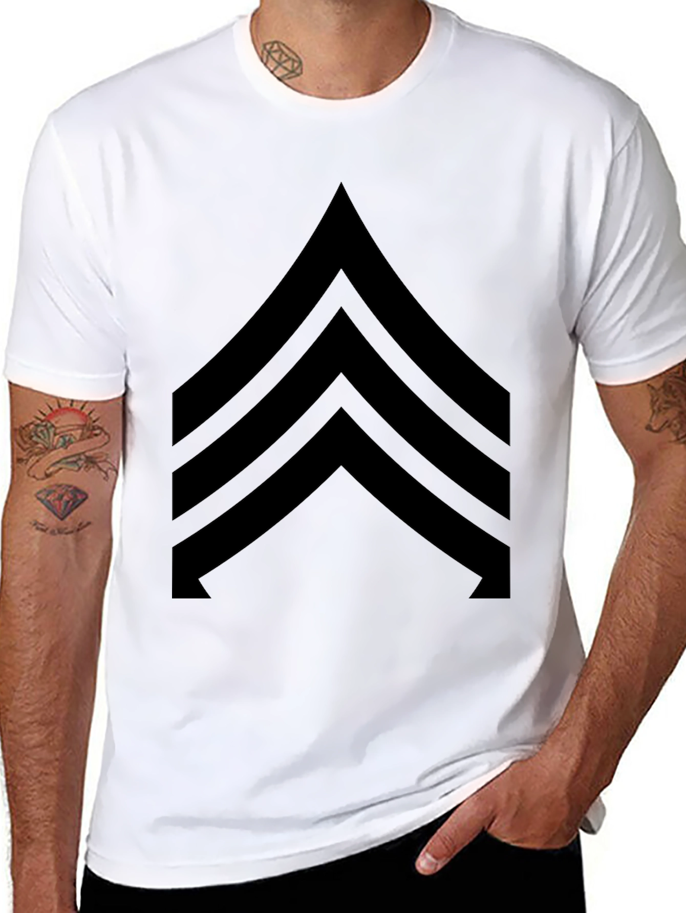 Black Chevron Graphic Tee - Casual Style