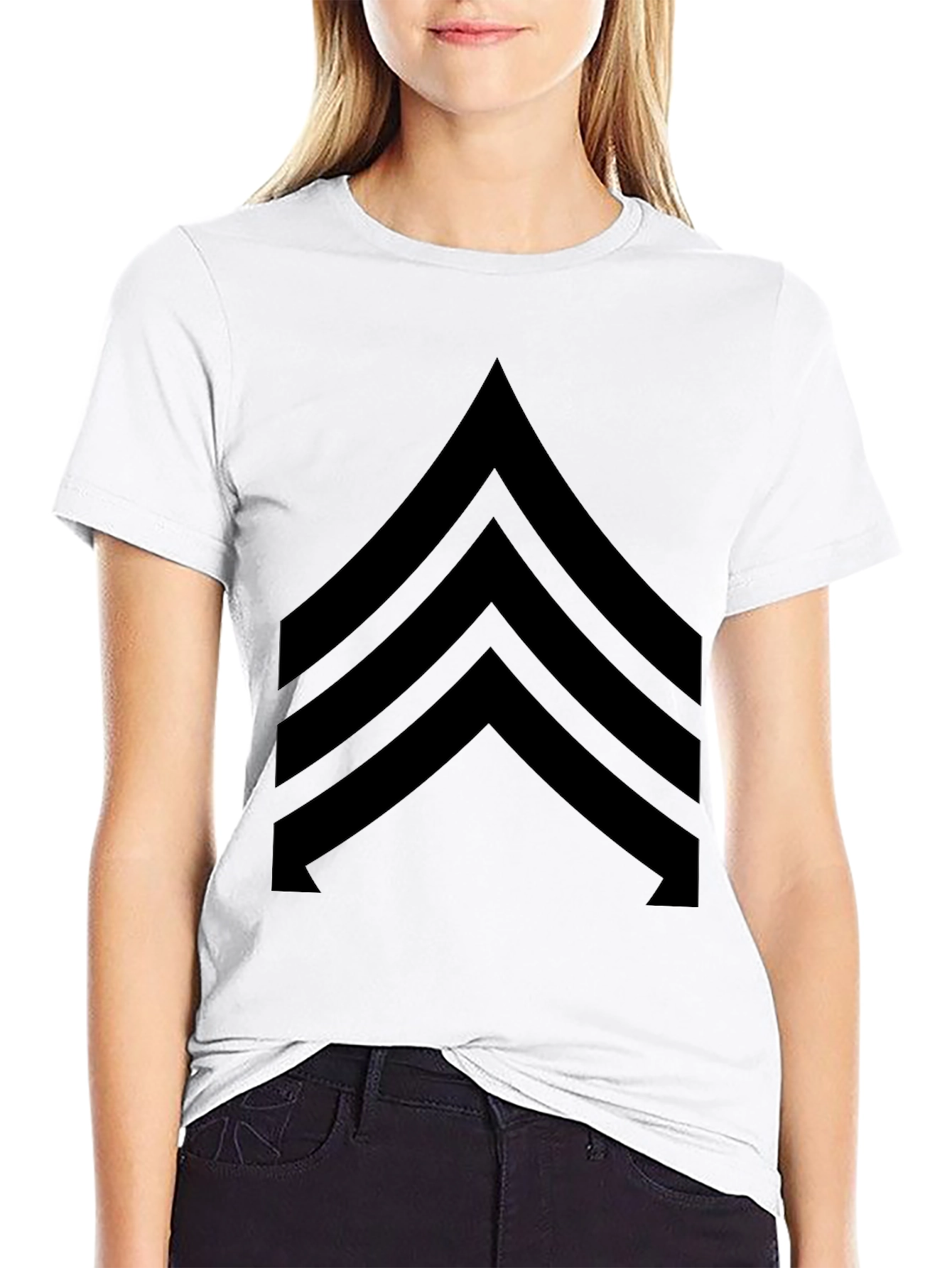 Black Chevron Graphic Tee - Casual Style