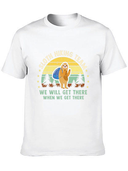 Sloth Hiking Team Graphic T-Shirt - Mens Black Tee
