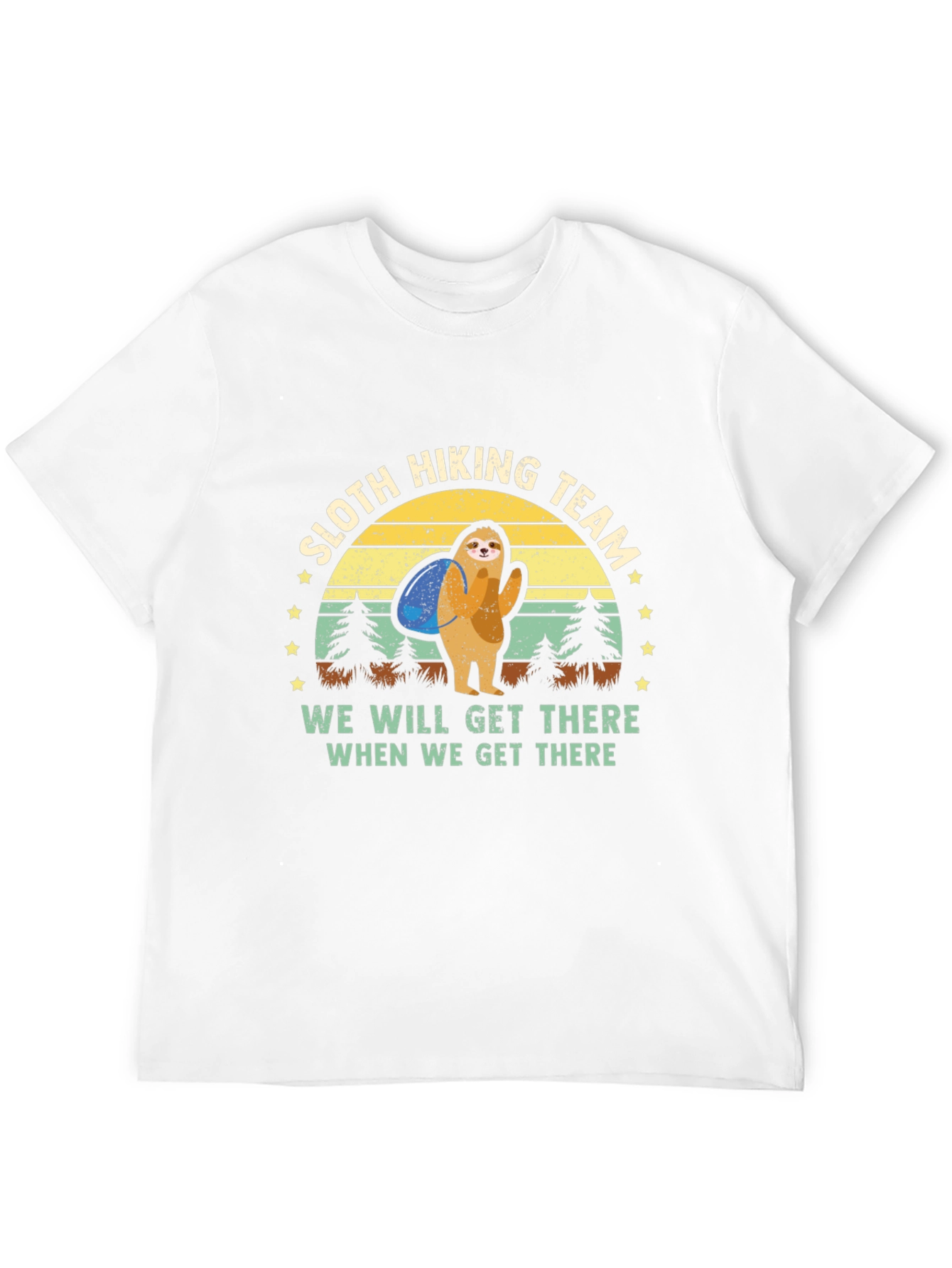 Sloth Hiking Team Graphic T-Shirt - Mens Black Tee