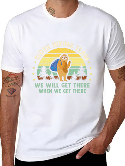 Sloth Hiking Team Graphic T-Shirt - Mens Black Tee