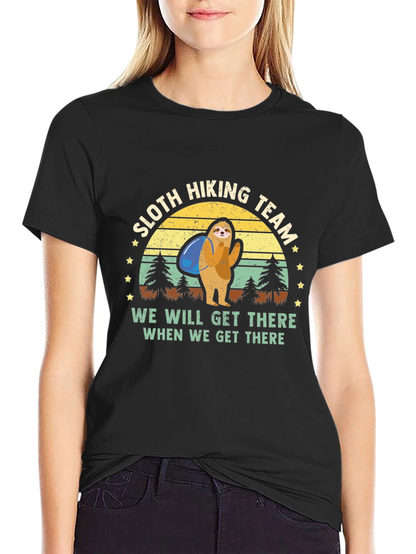 Sloth Hiking Team Graphic T-Shirt - Mens Black Tee
