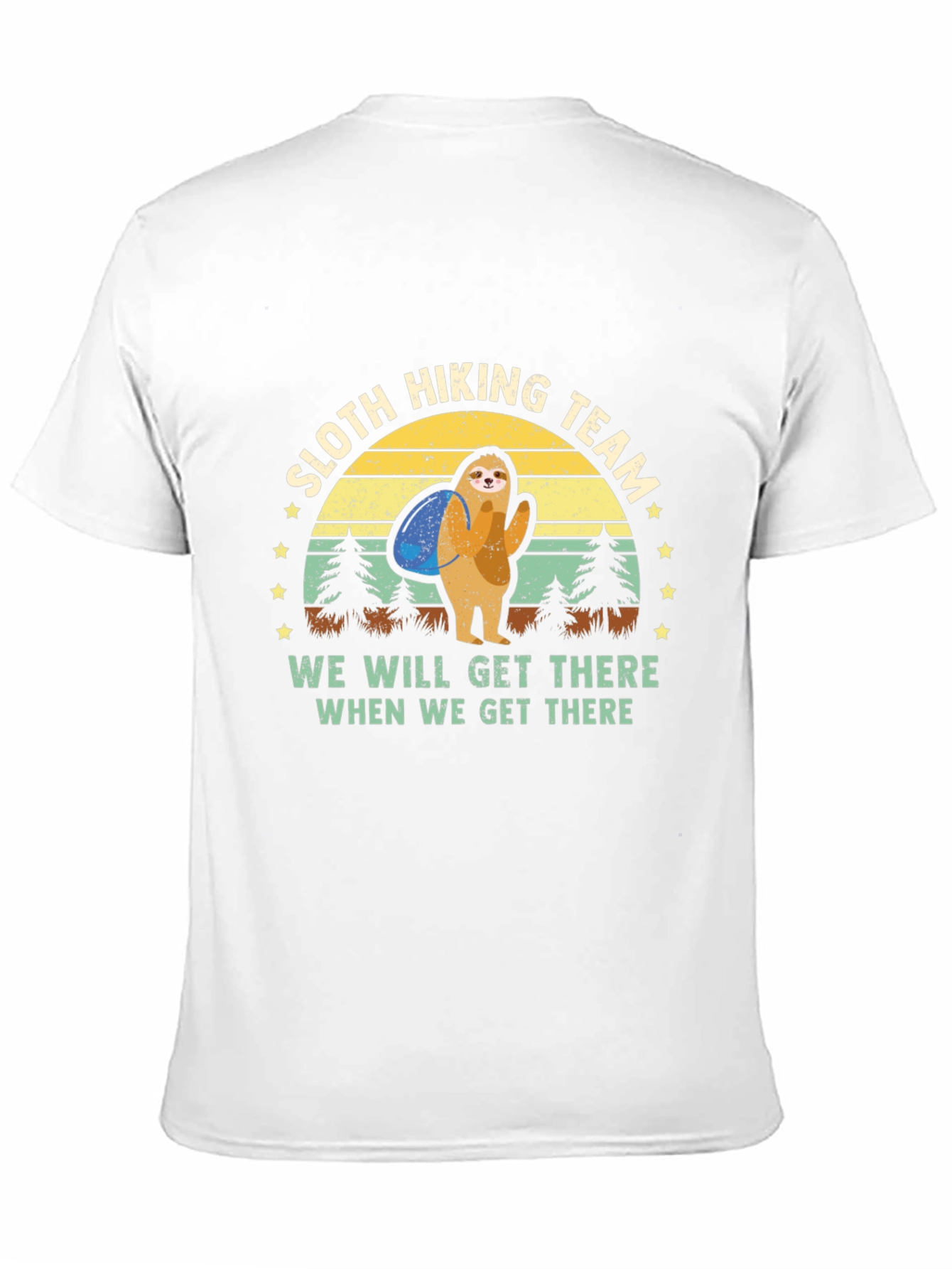 Sloth Hiking Team Graphic T-Shirt - Mens Black Tee