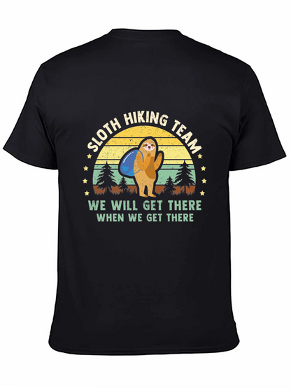 Sloth Hiking Team Graphic T-Shirt - Mens Black Tee