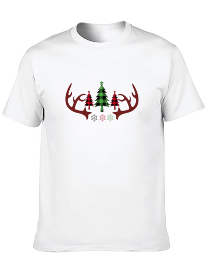 Festive Plaid Christmas Antler Tee