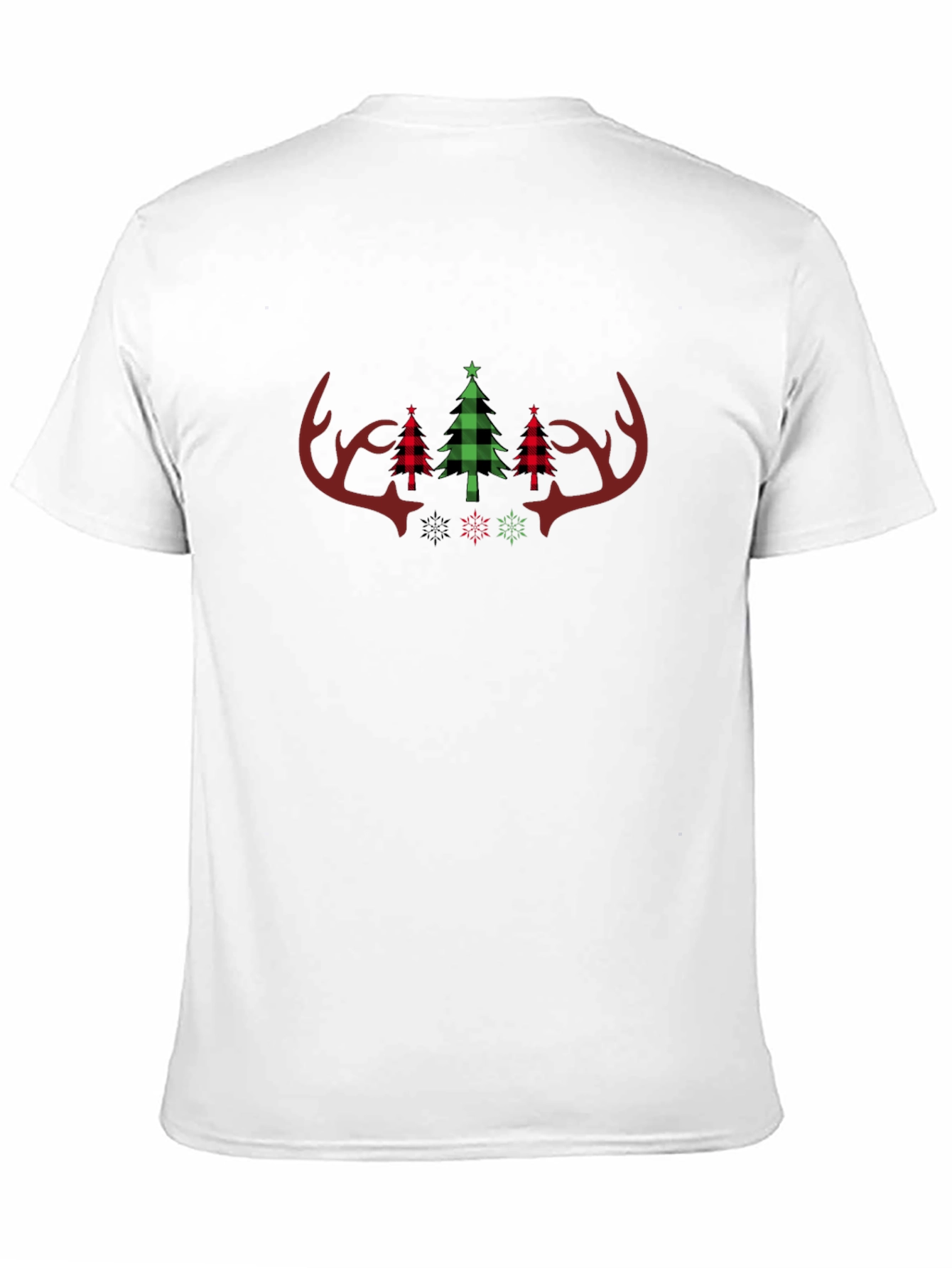 Festive Plaid Christmas Antler Tee